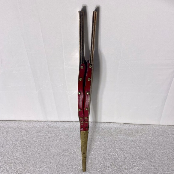 Vintage Antique Brass W Leather & Wood Decorative Bellows - Picture 3 of 14